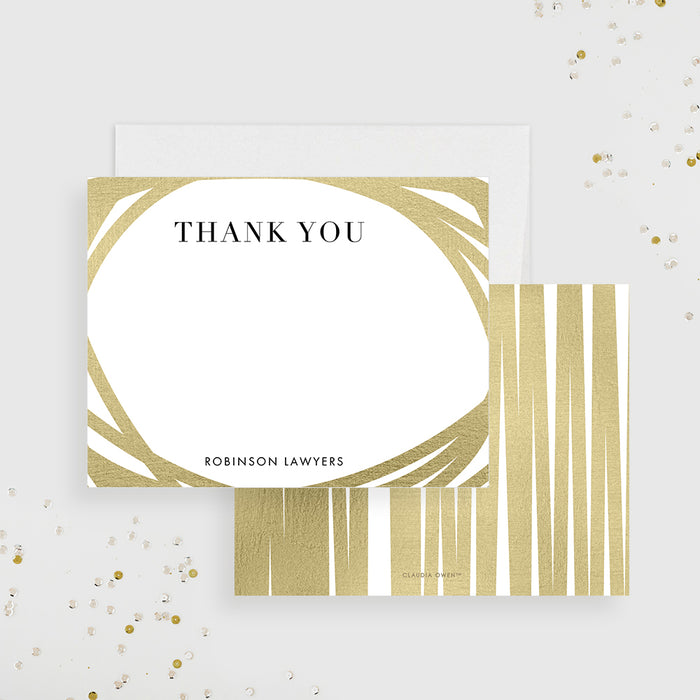 Elegant gold business thank you card personalized with company name-front-back