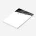 personalized tropical notepad with dark palm leaf border and pink script name on a white writing area-side