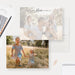 Personalized family note cards with a pale photo and family name on the front and a second family photo on the back.