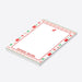 personalized Christmas notepad with red, green, and white ugly sweater pattern border, reindeer motif, and custom name-side