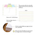 Product details for personalized umbrella baby shower thank you cards: front and back designs, A2 size, matte cardstock, and design proof.