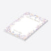 Personalized floral notepad with lavender, blush, cream and blue watercolor border, Sweet Notes wording and custom name-side