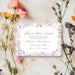 Personalized floral birthday save the date with party details, lavender, blush, peach and blue watercolor flowers-front
