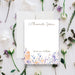Personalized floral thank you card with your name, soft lavender, blush, peach and blue watercolor flowers-front