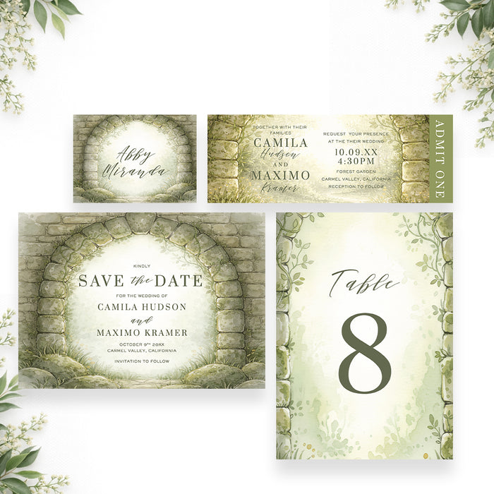 Personalized Watercolor Forest Garden Wedding Invitation
