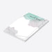 personalized modern watercolor graduation notepad with teal and blush watercolor artwork, geometric line accents, and a custom name-side
