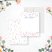 Personalized watercolor wildflower Bat Mitzvah thank you card with Star of David, custom name and blank writing area-front-back