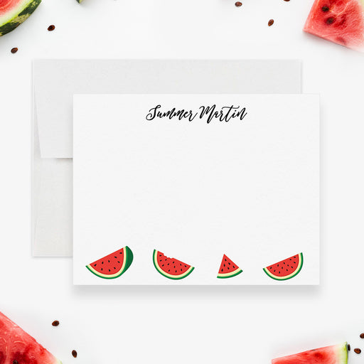 Personalized watermelon note cards with summer fruit design