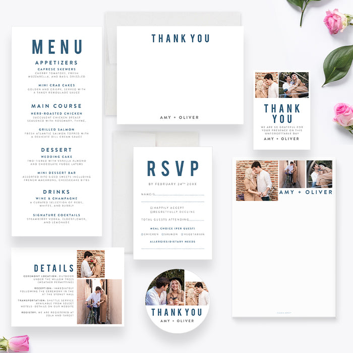 Photo Collage Wedding Invitation Modern Personalized Design