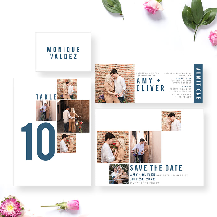 Photo Collage Wedding Invitation Modern Personalized Design