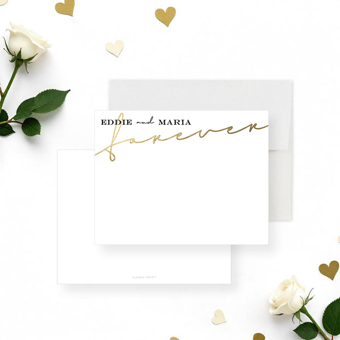 Personalized wedding note card elegant custom couple’s stationery.-front-back