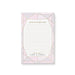 personalized blush pink wedding notepad with jewel-inspired geometric frame, lined pages, refined lettering, and custom couple names