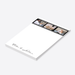 personalized notepad with a black-and-white layout, photo filmstrip border featuring couple photos and custom names-side