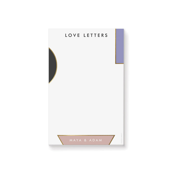 Personalized love letters notepad for couples with a modern geometric design
