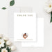 Personalized wedding thank you card with a gold Thank You heading, heart-shaped couple photo, names and blank writing area-front-back