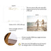 Specifications graphic showing the front and back of personalized wedding photo thank you cards with script names, A2 size 5.5 × 4.25 inches and matte cardstock.