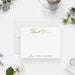 Personalized note card with printed gold thank you lettering and personalized names in script, shown with a white envelope.