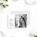 Custom save-the-date card featuring the couple’s photo, modern design, and gold script typography, with personalized wedding details.-front