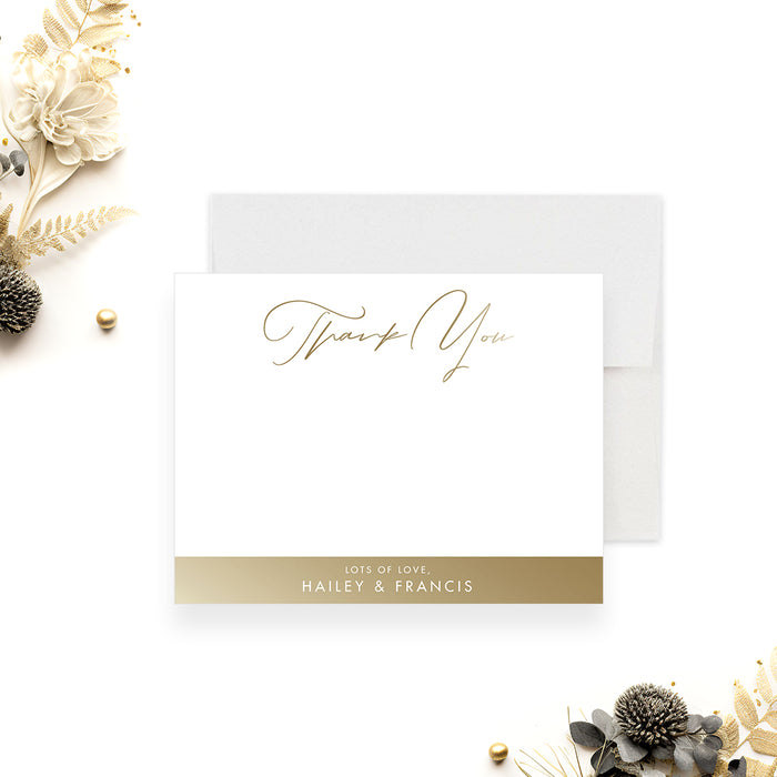 Elegant personalized wedding thank you card, designed for couples as an appreciation note or wedding thank-you gift.-front