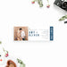 Modern ticket-style wedding invitation featuring a romantic couple photo and custom wedding details