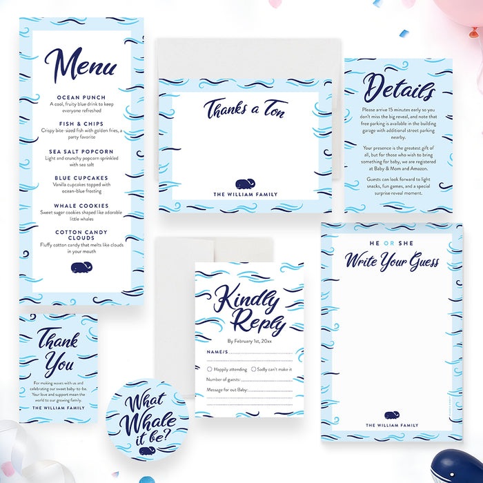 Personalized Whale Gender Reveal Party Invitation