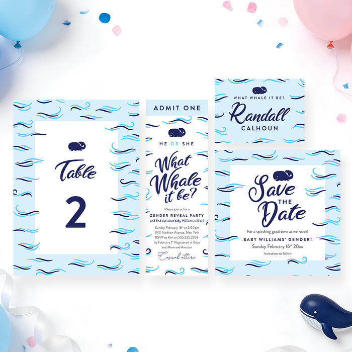 Personalized Whale Gender Reveal Party Invitation