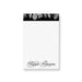 personalized winter botanical notepad with gray foliage accents, custom name, elegant script lettering, and blank writing space