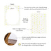 Product details graphic for personalized yellow easter egg thank you cards, showing front and back designs, A2 size, and matte cardstock.