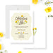Personalized yellow floral celebration of life invitation with loved one’s name, memorial date, time, and church service details-front-back