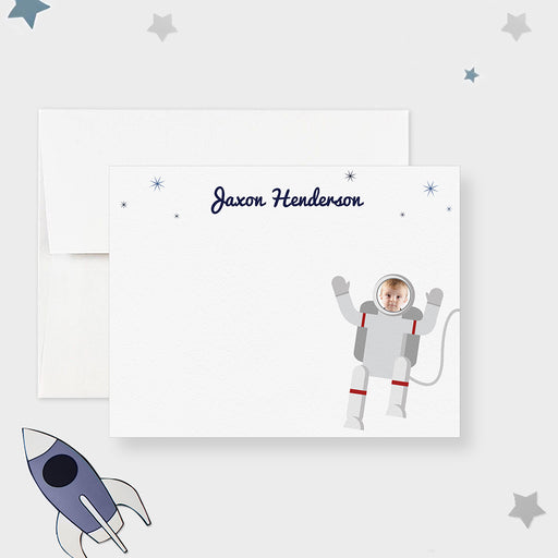 personalized kids thank you card with astronaut and photo