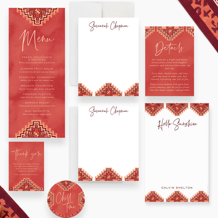 Boho Picnic Invitation Brunch Party Summer Bridal Shower Invite