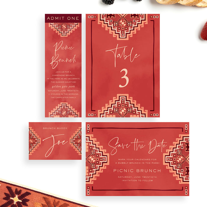 Boho Picnic Invitation Brunch Party Summer Bridal Shower Invite