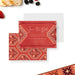 Picnic-brunch save the date card with a red quilt pattern, personalized outdoor pre-invitation for a summer party or park gathering-front-back