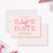 Pink Bat Mitzvah save the date card with bold lettering in blush tones-front-back