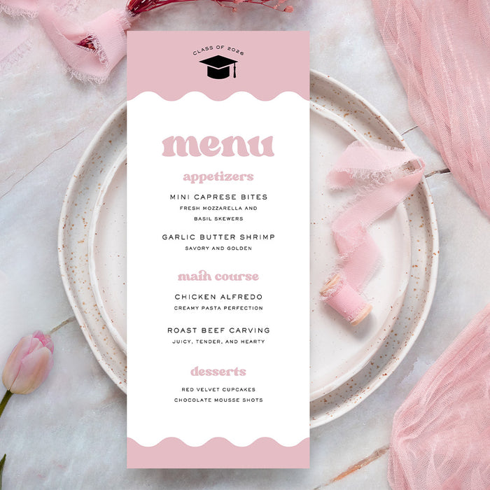 Graduation Invitation Class of 2026 Pink Hats Off Party Invite