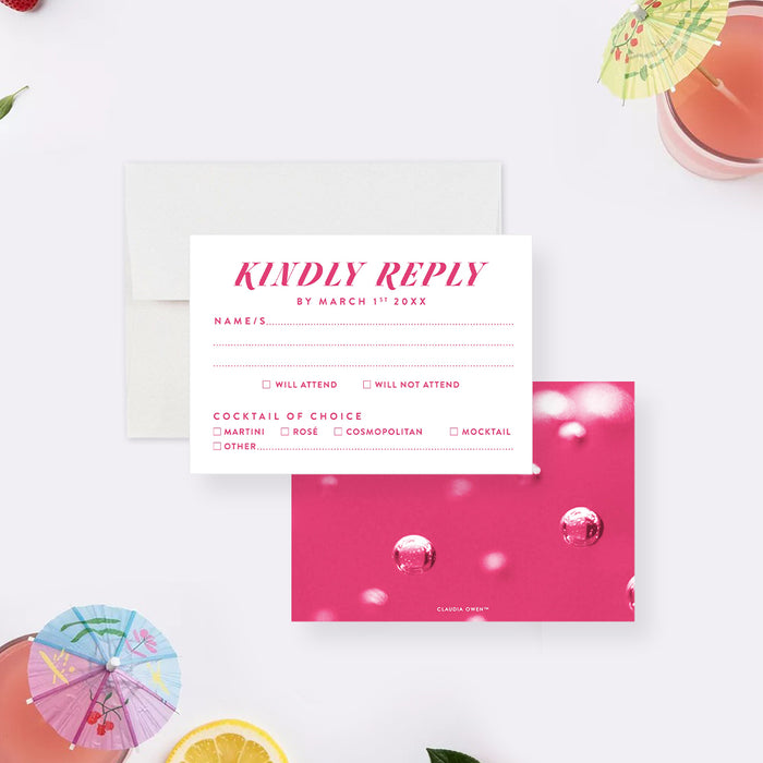Pink Cocktail Party Invitation Bubbly Celebration Design