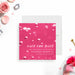 pink cocktail party save the date card with bubbly drink-inspired background, chic white lettering, and custom party date details-front