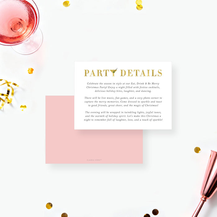 Pink Gold Holiday Cocktail Party Invitation