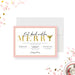 eat drink and be merry holiday invitation with blush pink border and elegant gold typography-front