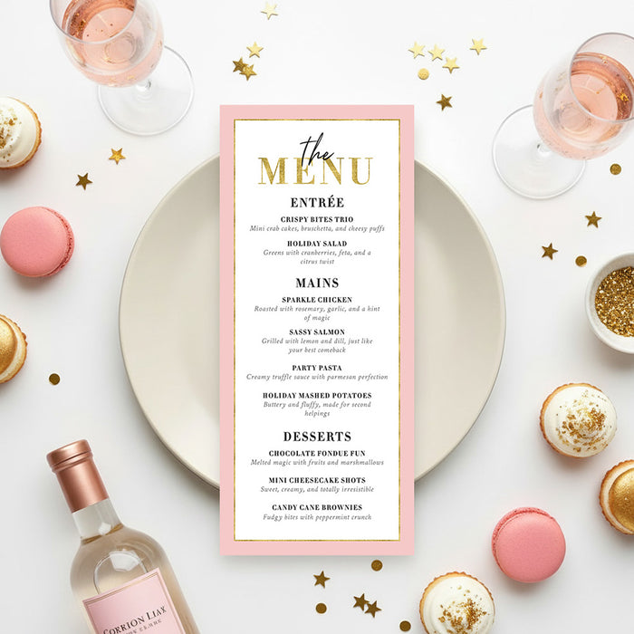 Pink Gold Holiday Cocktail Party Invitation
