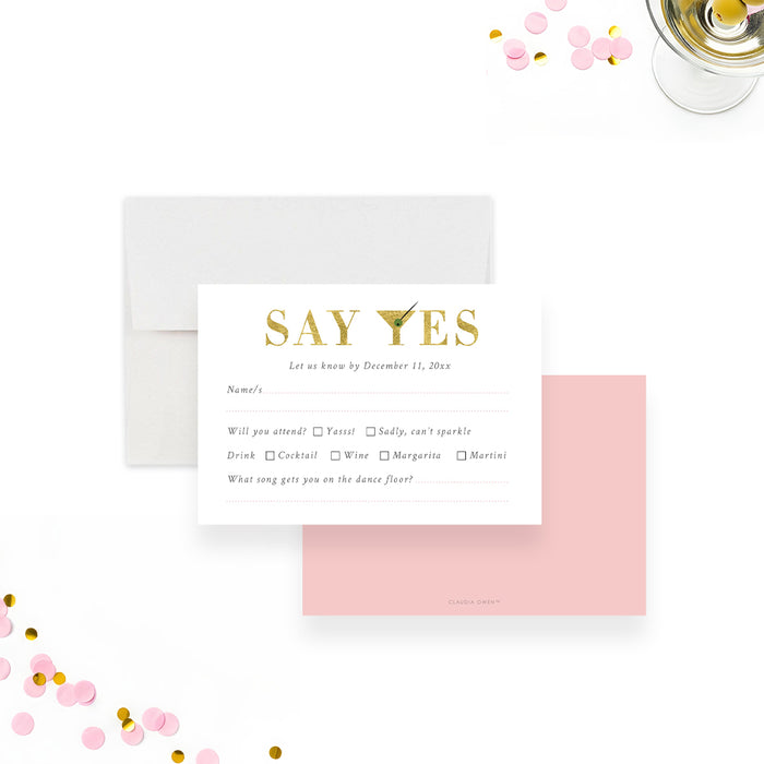 Pink Gold Holiday Cocktail Party Invitation