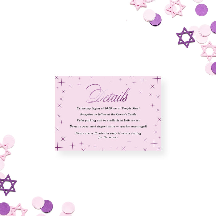 Bat Mitzvah Invitation Pink Purple Princess Party Invite