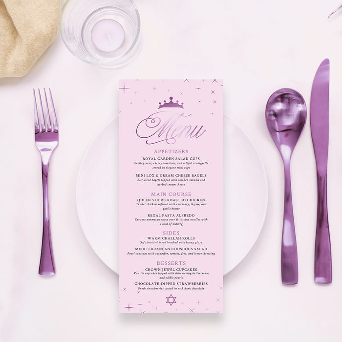 Bat Mitzvah Invitation Pink Purple Princess Party Invite