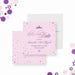 Pink and purple bat mitzvah save the date card with princess crown, elegant script lettering, and star accents on a soft pastel background-front-back