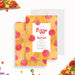 pizza birthday party invitation with pepperoni pattern, playful red lettering, and customizable party details-front-back