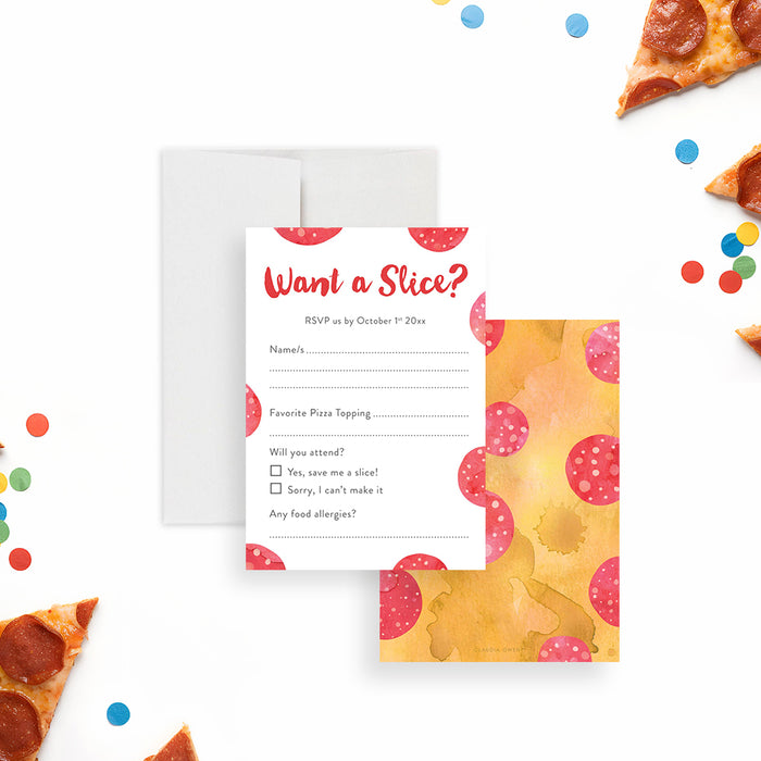 Pizza Birthday Party Invitation Pepperoni Theme