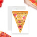 Party invitation featuring a large watercolor pizza slice design and editable text perfect for birthdays and family parties.