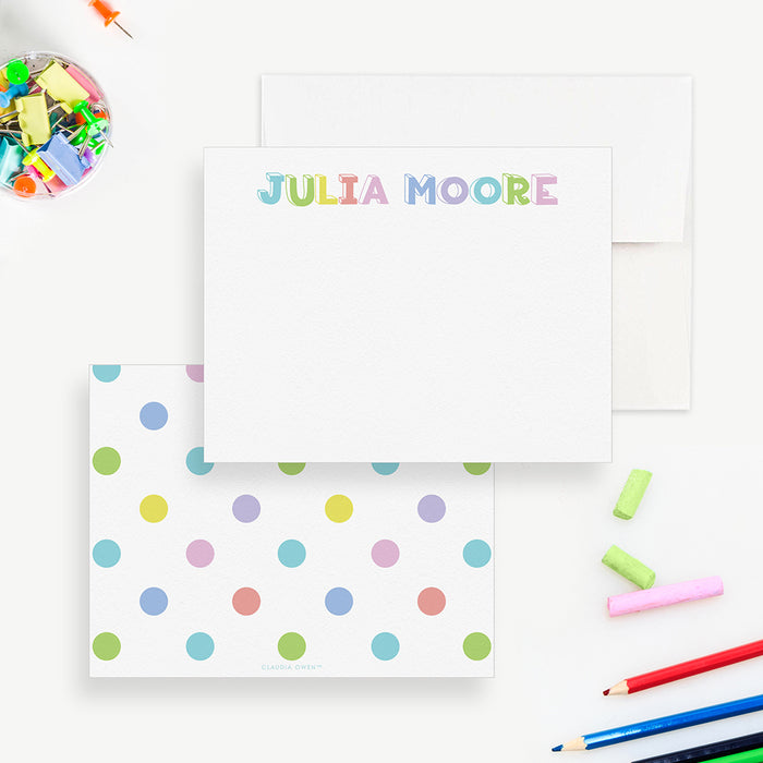 Personalized polka dot baby shower thank you card for boys or girls