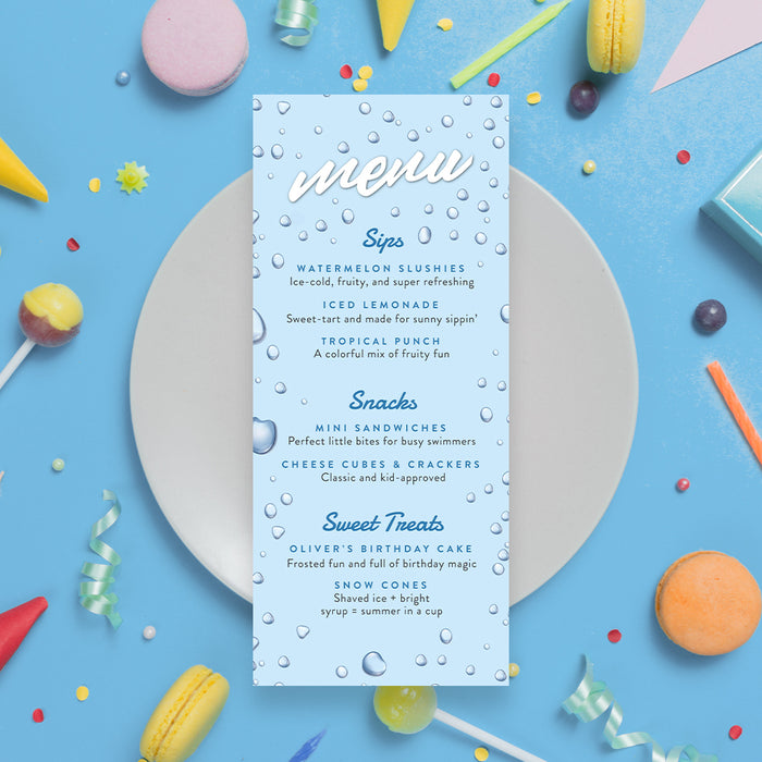 Slip and Slide Pool Birthday Party Invitation Kids Swimming Summer Invite