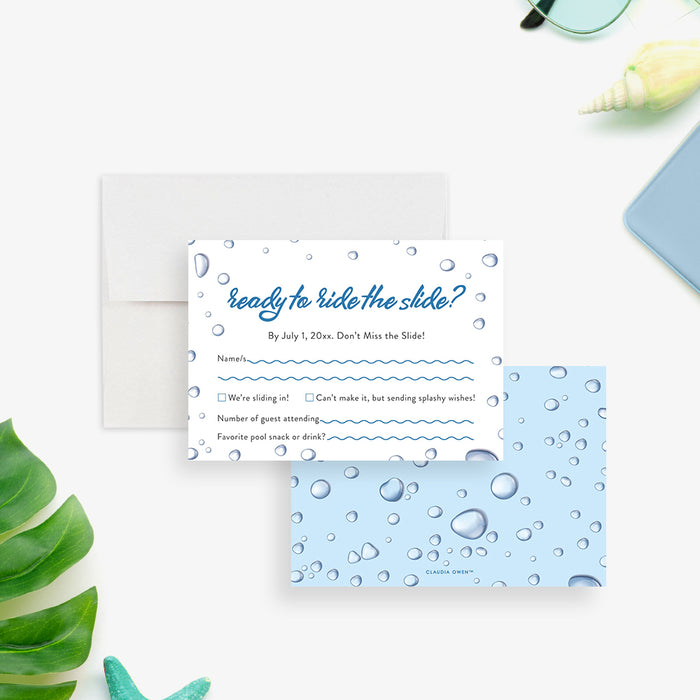 Slip and Slide Pool Birthday Party Invitation Kids Swimming Summer Invite